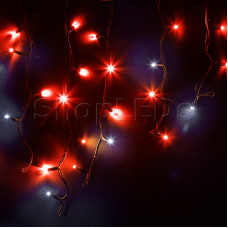 Гирлянда Айсикл (бахрома) светодиодный, 4,0 х 0,6 м, с эффектом мерцания, черный провод КАУЧУК, 230 В, диоды красные, 128 LED NEON-NIGHT